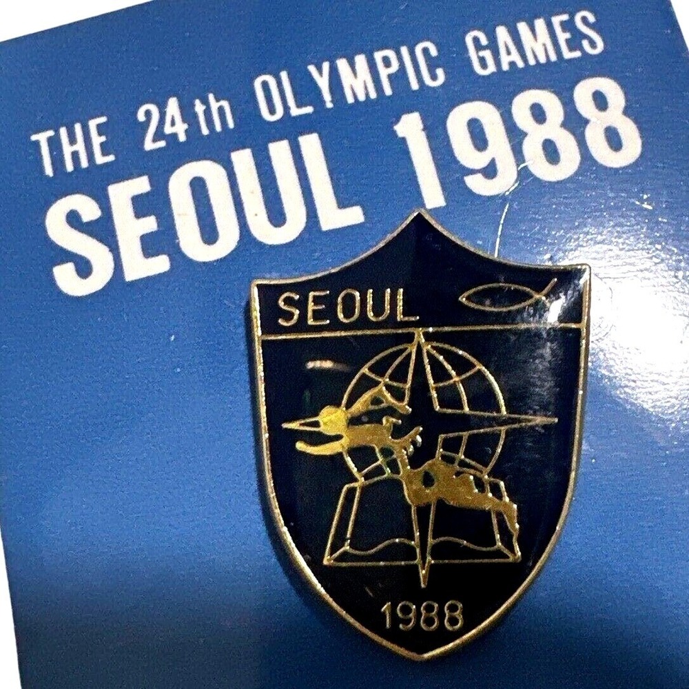 NIP The 24th Olympic Games Seoul 1988 lapel Brooch Hat‎ Coat Pin